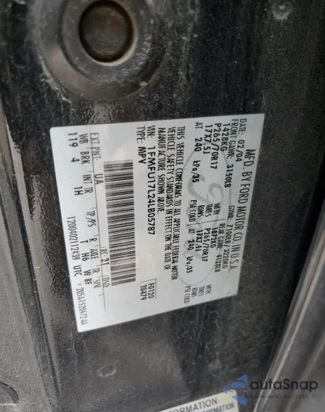 2004 Ford Expedition Eddie Bauer z USA, uszkodzony, nr VIN 1FMFU17L24LB05787